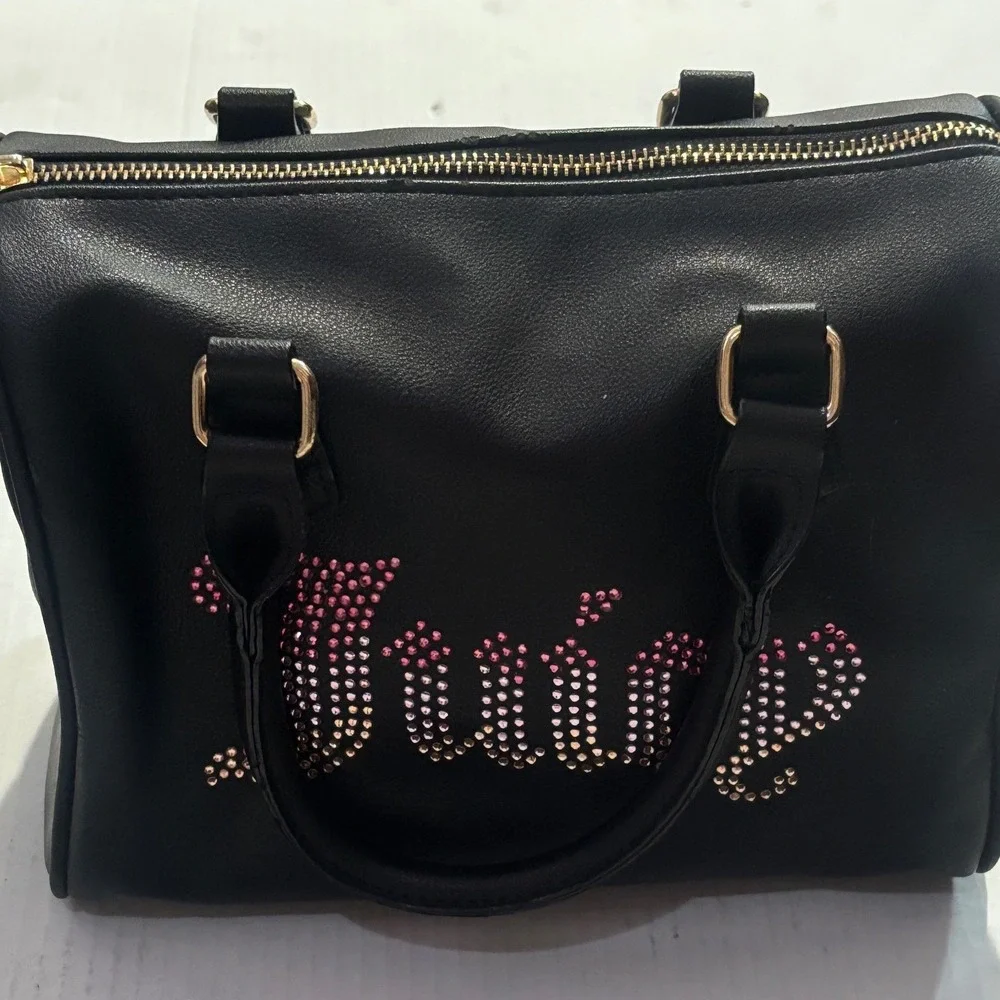 Juicy Couture Viral Black Rhinestone Logo Satchel Crossbody Bag new w/o tags